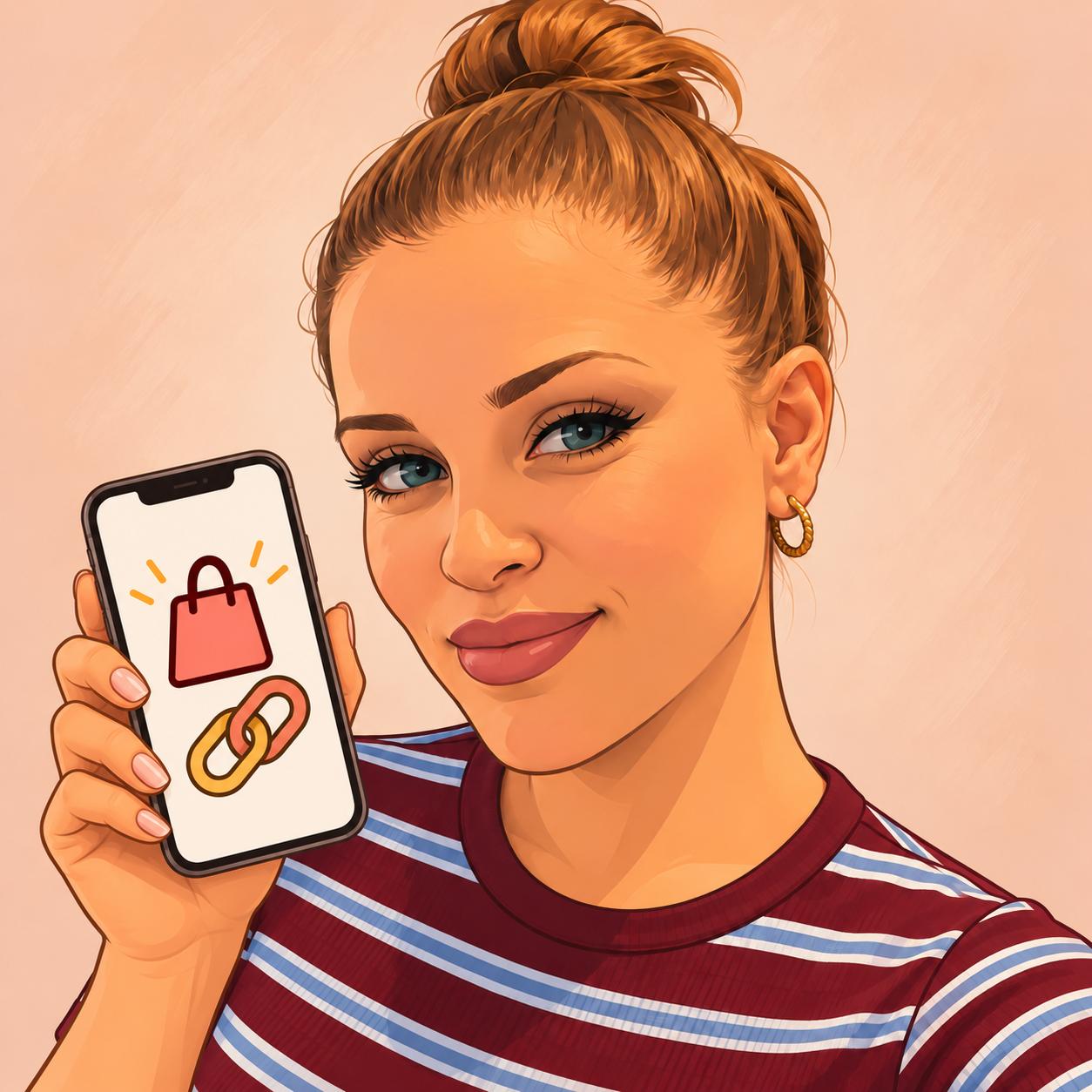 Illustration von Lisa mit einem Smartphone